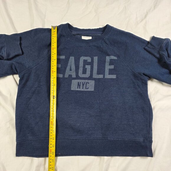 American Eagle Womens Large Blue Sweatshirt Eagle NYC Graphic Crewneck Casual - Picture 8 of 9